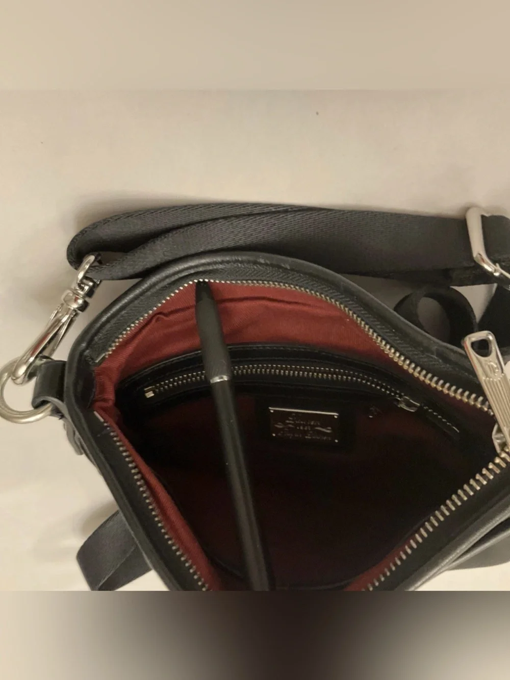 Ralph Lauren Black Crossbody Zipper Closure Outside Pockets Front And Back